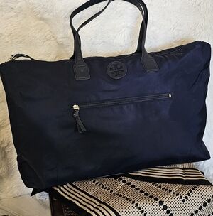 Tory Burch Navy Tote with Gold Logo